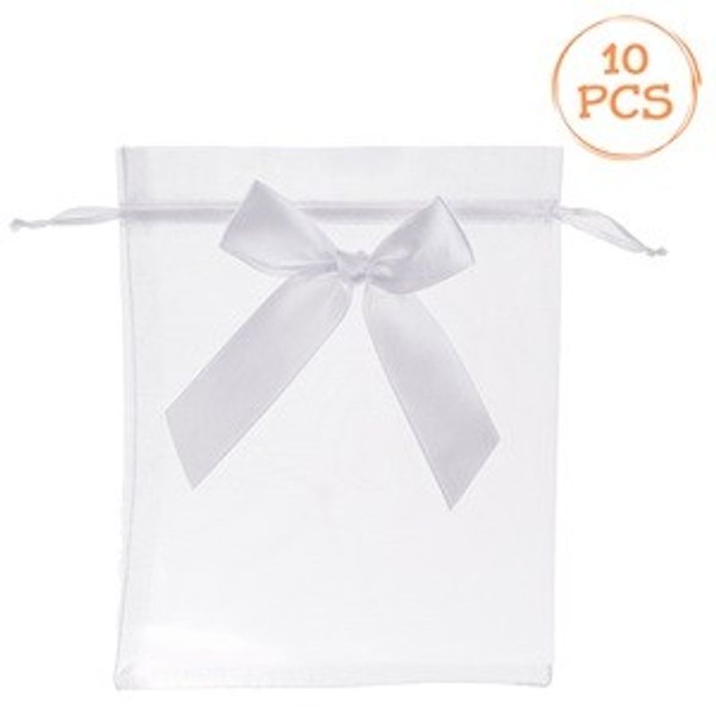 Carti si Birotica - Birotica - Articole ambalare - Saculete Cadou din Organza Albe cu Fundita 15x19cm - Infinity.ro