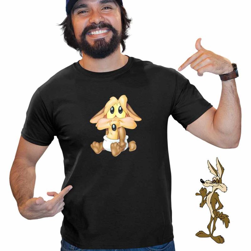 Fashion, accesorii si bijuterii - Barbati - Imbracaminte - Tricouri si bluze barbati - Tricou Barbati Wile Coiot Bebelus Trist, negru, marime M - Infinity.ro
