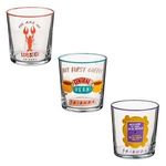 Casa si Gradina - Bucatarie si vesela - Cani si pahare - Pahare - Set de 3 Pahare Sticla cu Model Friends pentru Apa 380ml - Infinity.ro