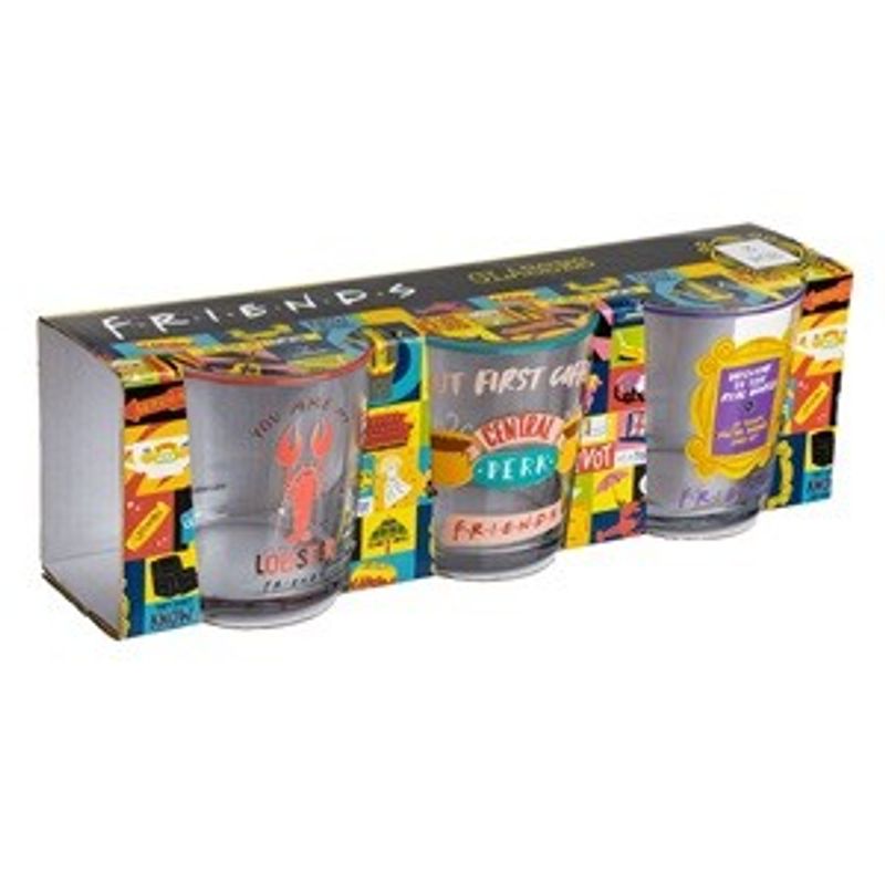 Casa si Gradina - Bucatarie si vesela - Cani si pahare - Pahare - Set de 3 Pahare Sticla cu Model Friends pentru Apa 380ml - Infinity.ro