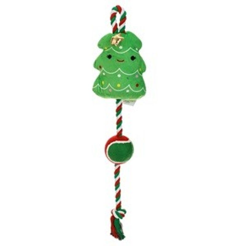 Jucarii, Copii si Bebe - Jucarii si jocuri - Jucarii de plus - Jucarie Brad de Craciun cu Minge pentru Caine, 50cm, Verde - Infinity.ro