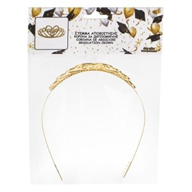 Casa si Gradina - Decoratiuni - Decoratiuni petrecere - Accesorii pentru petrecere - Tiara Aurie cu Strass pentru Absolvire, Mesaj Grad - Infinity.ro