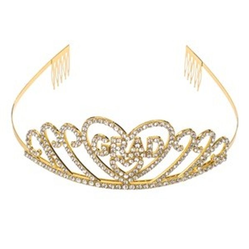 Casa si Gradina - Decoratiuni - Decoratiuni petrecere - Accesorii pentru petrecere - Tiara Aurie cu Strass pentru Absolvire, Mesaj Grad - Infinity.ro