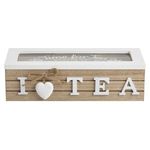 Casa si Gradina - Bucatarie si vesela - Vase pentru gatit - Accesorii ceai - Cutie din Lemn cu 3 Compartimente pentru Plicuri de Ceai, 24x10x7cm, cu Capac cu Fereastra din Sticla - Infinity.ro
