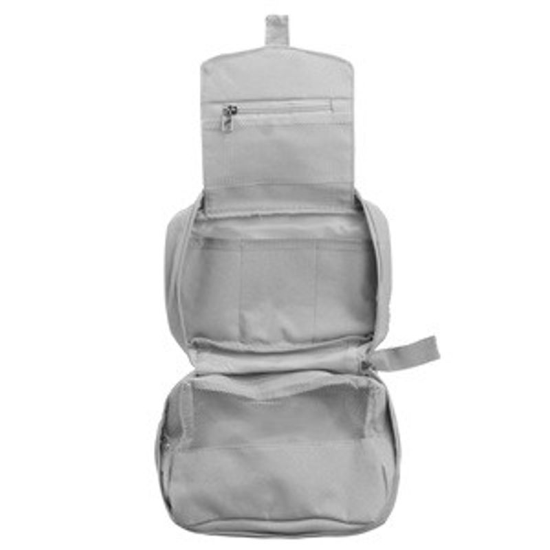 Ingrijire personala si Cosmetice - Machiaj - Portfarduri si genti cosmetice - Portfard de calatorie gri, 3 compartimente, cu maner, 28x15x10cm - Infinity.ro