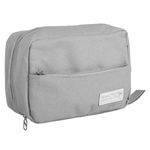 Ingrijire personala si Cosmetice - Machiaj - Portfarduri si genti cosmetice - Portfard de calatorie gri, 3 compartimente, cu maner, 28x15x10cm - Infinity.ro