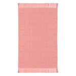 Casa si Gradina - Textile si covoare - Textile baie - Prosoape - Prosop de bucatarie din bumbac, 60x40cm, corai, cu romburi si flori reliefate, franjuri - Infinity.ro
