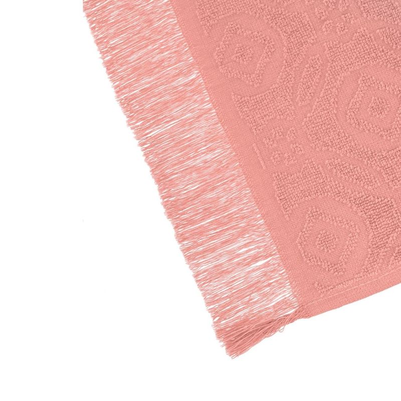 Casa si Gradina - Textile si covoare - Textile baie - Prosoape - Prosop de bucatarie din bumbac, 60x40cm, corai, cu romburi si flori reliefate, franjuri - Infinity.ro