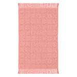Casa si Gradina - Textile si covoare - Textile baie - Prosoape - Prosop de bucatarie din bumbac, 60x40cm, corai, cu romburi si flori reliefate, franjuri - Infinity.ro