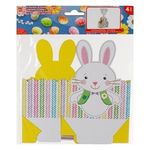 Carti si Birotica - Birotica - Articole ambalare - Set 4 Cutii de Cadou din Carton cu Model Iepure, Celofan si Panglica, Alb, 12x7x13.5cm - Infinity.ro
