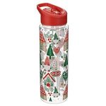 Casa si Gradina - Bucatarie si vesela - Cani si pahare - Sticle - Sticla de apa cu model de Craciun, 700 ml, transparenta, cu pai integrat si capac flip top - Infinity.ro