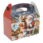 Carti si Birotica - Birotica - Articole ambalare - Cutie cadou de Craciun pliabila cu maner, 2,95L, rosie cu Mos Craciun si ren - Infinity.ro