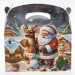 Carti si Birotica - Birotica - Articole ambalare - Cutie cadou de Craciun pliabila cu maner, 2,95L, rosie cu Mos Craciun si ren - Infinity.ro
