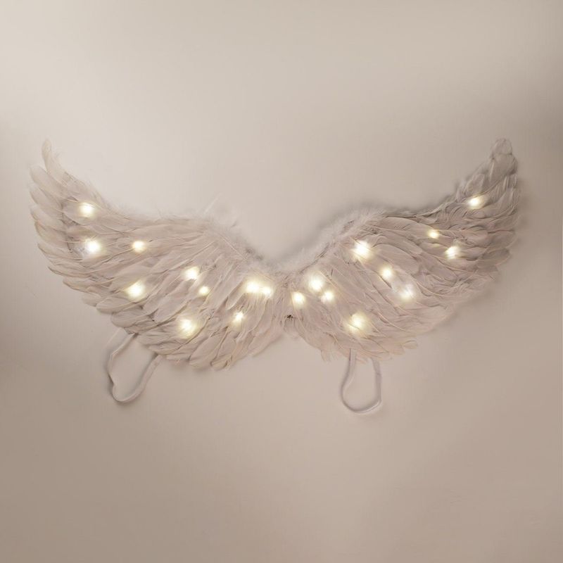 Jucarii, Copii si Bebe - Jucarii si jocuri - Jucarii de rol - Masti si costume copii - Aripi de Înger cu LED albe, 65x35cm, cu benzi elastice - Infinity.ro