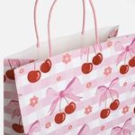 Carti si Birotica - Birotica - Articole ambalare - Sacosa cadou din hartie cu model cirese, 26x12x26cm, roz - Infinity.ro