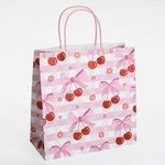 Carti si Birotica - Birotica - Articole ambalare - Sacosa cadou din hartie cu model cirese, 26x12x26cm, roz - Infinity.ro