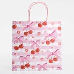 Carti si Birotica - Birotica - Articole ambalare - Sacosa cadou din hartie cu model cirese, 26x12x26cm, roz - Infinity.ro