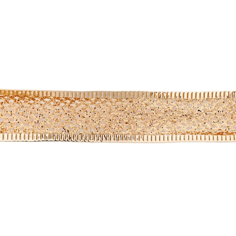 Carti si Birotica - Birotica - Articole ambalare - Panglica pentru brad de Craciun, Glitter Bej, 5m x 22mm - Infinity.ro