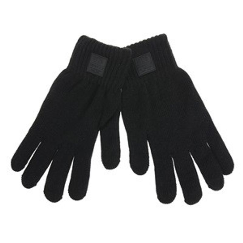 Fashion, accesorii si bijuterii - Barbati - Accesorii barbati - Manusi barbati - Manusi tricotate cu captuseala fleece si patch din cauciuc, negre - Infinity.ro