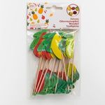 Casa si Gradina - Bucatarie si vesela - Vesela si tacamuri - Platouri de bucatarie - Scobitori din Bambus cu Decor Fructe, 11 cm, 20 buc - Infinity.ro