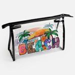 Fashion, accesorii si bijuterii - Femei - Lenjerie si pijamale femei - Imbracaminte de plaja femei - Portfard PVC Transparent cu Imprimeu Beach, 27x10x17 cm - Infinity.ro