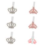 Casa si Gradina - Decoratiuni - Obiecte decorative - Accesorii decorative - Clestisori Decorativi Coroane din Pasla cu Strass Set 6 Bucati Roz & Alb - Infinity.ro
