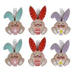 Casa si Gradina - Constructii - Lemn constructii - Placi lemn - Set 6 Clestisori Decorativi din Lemn cu Iepurasi, 5 cm, Multicolor - Infinity.ro