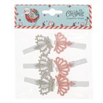 Casa si Gradina - Decoratiuni - Obiecte decorative - Accesorii decorative - Clestisori Decorativi Coroane din Pasla cu Strass Set 6 Bucati Roz & Alb - Infinity.ro