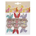 Casa si Gradina - Constructii - Lemn constructii - Placi lemn - Set 6 Clestisori Decorativi din Lemn cu Iepurasi, 5 cm, Multicolor - Infinity.ro