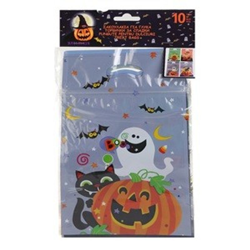 Market - Curatenie si intretinere casa - Produse bucatarie - Pungi si folii alimentare - Pungi pentru dulciuri de Halloween, 10 buc, 15x23cm, Multicolor, cu închidere - Infinity.ro