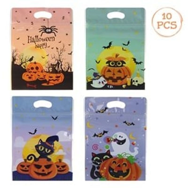 Market - Curatenie si intretinere casa - Produse bucatarie - Pungi si folii alimentare - Pungi pentru dulciuri de Halloween, 10 buc, 15x23cm, Multicolor, cu închidere - Infinity.ro
