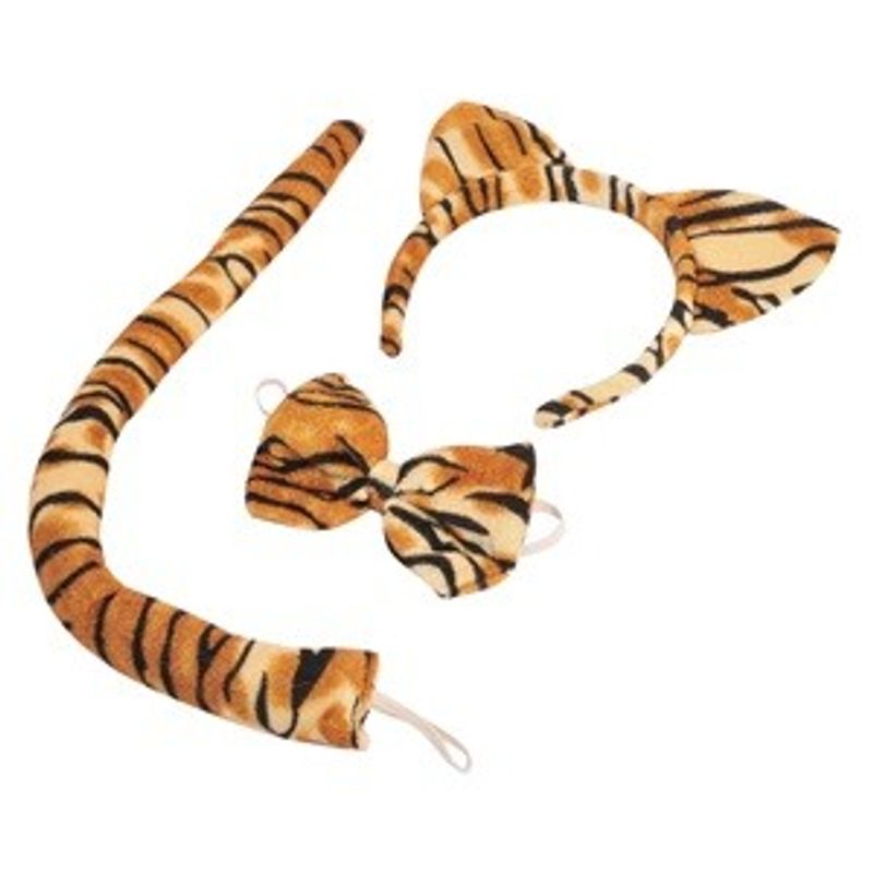 Jucarii, Copii si Bebe - Jucarii si jocuri - Jucarii de rol - Masti si costume copii - Set Deghizare Tigru pentru Copii, cu Bentita, Papion si Coada - Infinity.ro