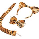 Jucarii, Copii si Bebe - Jucarii si jocuri - Jucarii de rol - Masti si costume copii - Set Deghizare Tigru pentru Copii, cu Bentita, Papion si Coada - Infinity.ro