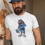 Fashion, accesorii si bijuterii - Barbati - Imbracaminte - Tricouri si bluze barbati - Tricou Barbati Strumfii Detectiv Sherlock, alb, marime XL - Infinity.ro