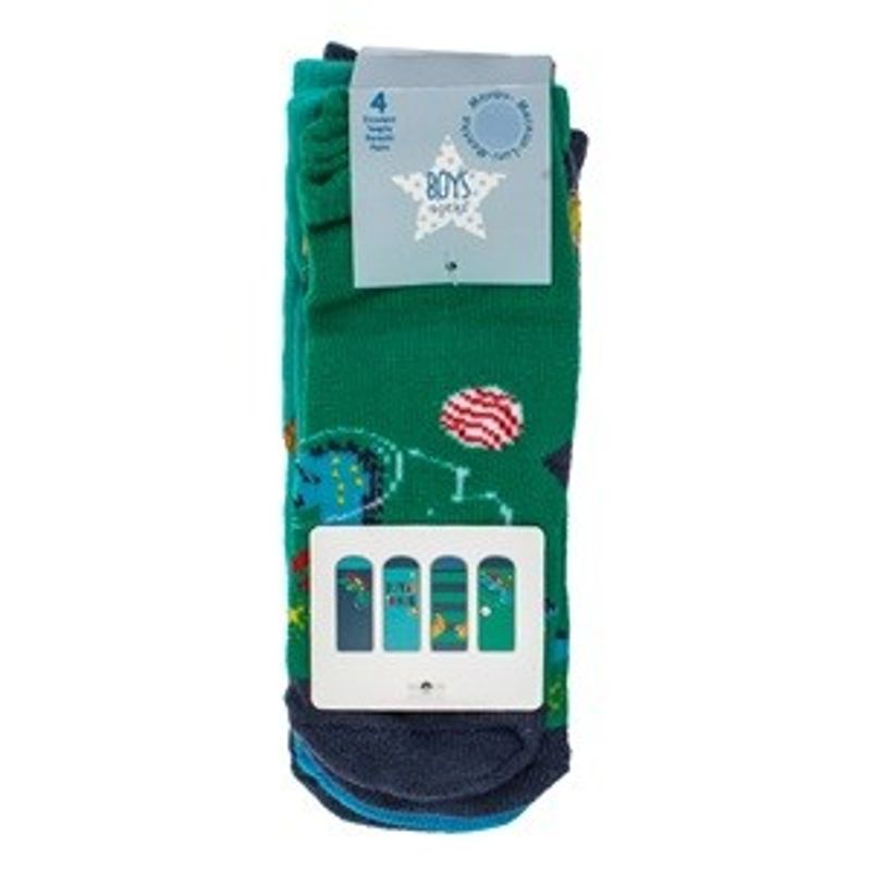 Fashion, accesorii si bijuterii - Copii - Lenjerie si pijamale copii - Sosete si dresuri copii - Sosete Bebelusi cu Dinozaur si Astronaut, 4 Perechi, Multicolore - Infinity.ro