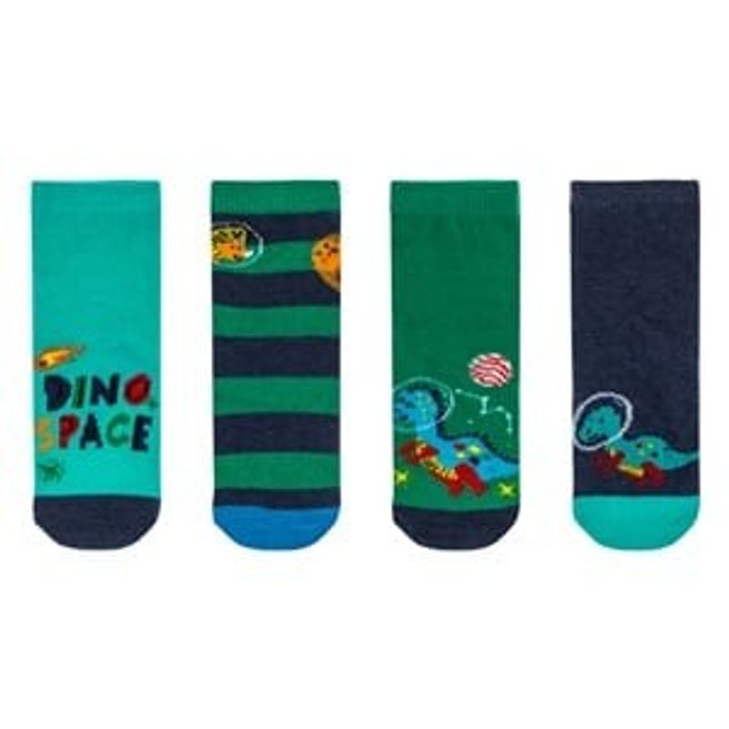 Fashion, accesorii si bijuterii - Copii - Lenjerie si pijamale copii - Sosete si dresuri copii - Sosete Bebelusi cu Dinozaur si Astronaut, 4 Perechi, Multicolore - Infinity.ro