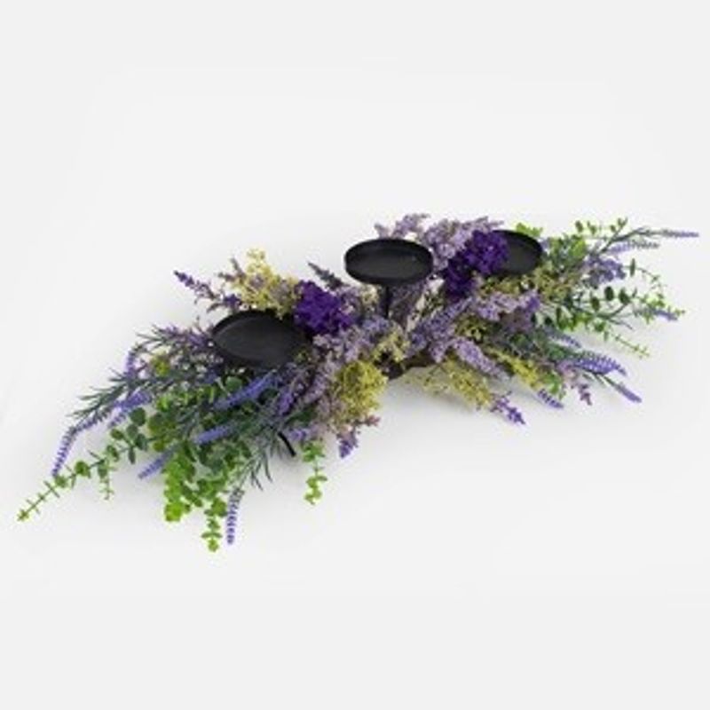 Casa si Gradina - Decoratiuni - Aromaterapie si lumanari - Suporturi lumanari - Aranjament pentru lumanari cu lavanda, 70 cm, metal, multicolor - Infinity.ro