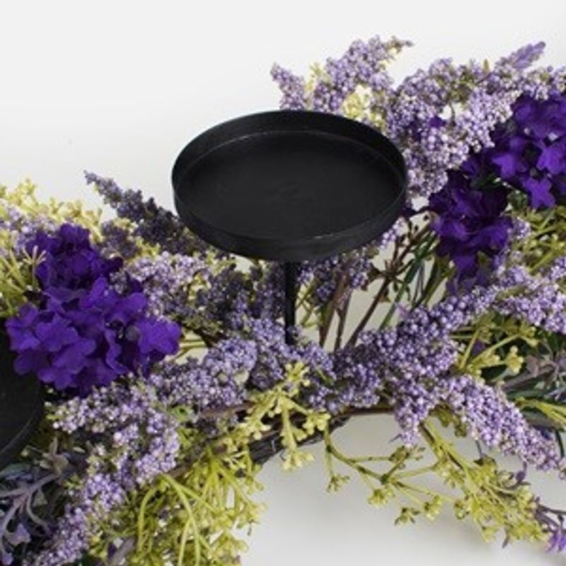 Casa si Gradina - Decoratiuni - Aromaterapie si lumanari - Suporturi lumanari - Aranjament pentru lumanari cu lavanda, 70 cm, metal, multicolor - Infinity.ro