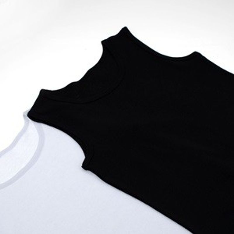 Fashion, accesorii si bijuterii - Copii - Lenjerie si pijamale copii - Lenjerie intima copii - Set Maiouri Bumbac Ribbed Alb Negru pentru Copii - Infinity.ro