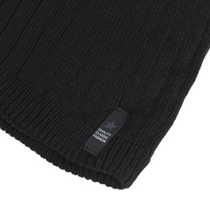 Fashion, accesorii si bijuterii - Barbati - Accesorii barbati - Esarfe si fulare barbati - Fular Circular Tricotat Negru cu Captuseala Fleece si Patch cu Stea pentru Barbati - Infinity.ro