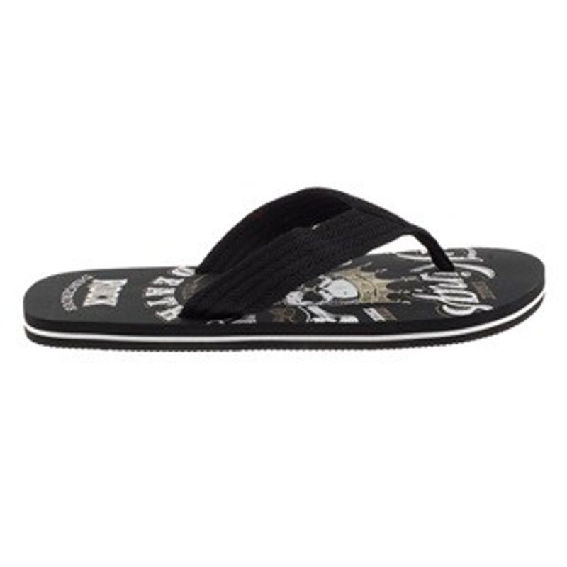 Fashion, accesorii si bijuterii - Barbati - Incaltaminte barbati - Slapi si papuci barbati - Slapi cu Banda Neagra pentru Barbati, Model Cranii, Negru - Infinity.ro