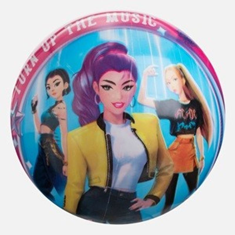 Jucarii, Copii si Bebe - Jucarii si jocuri - Jucarii de exterior - Saltele si mingi pentru plaja - Minge de plaja din plastic, 23 cm, fuchsia, cu model muzica pop - Infinity.ro