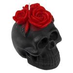 Casa si Gradina - Decoratiuni - Aromaterapie si lumanari - Lumanari si candele - Lumanare decorativa 3D Craniu cu Trandafiri Rosii, 9x7x9cm, Negru - Infinity.ro