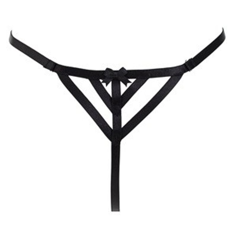 Fashion, accesorii si bijuterii - Femei - Lenjerie si pijamale femei - Lenjerie intima femei - Chiloti String Dama cu Dantela Neagra, Design Triunghiular - Infinity.ro