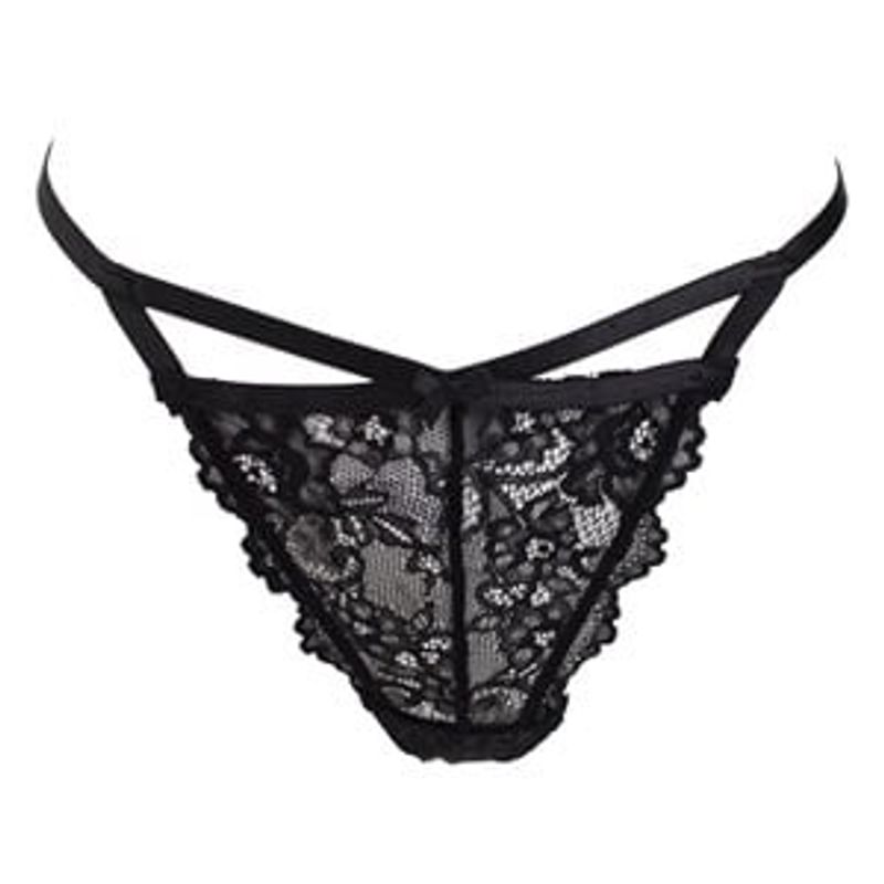 Fashion, accesorii si bijuterii - Femei - Lenjerie si pijamale femei - Lenjerie intima femei - Chiloti String Dama cu Dantela Neagra, Design Triunghiular - Infinity.ro