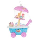 Jucarii, Copii si Bebe - Jucarii si jocuri - Jucarii de exterior - Jucarii pentru plaja si nisip - Carucior inghetata cu 11 accesorii, Albastru, 25x14x33cm - Infinity.ro