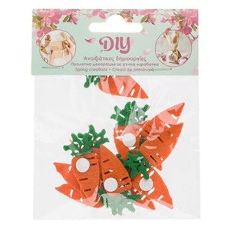Casa si Gradina - Decoratiuni - Stickere decorative - Autocolante decorative din fetru, Morcovi, 12 buc, 5 cm - Infinity.ro