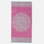 Casa si Gradina - Textile si covoare - Textile baie - Prosoape - Prosop de plaja din bumbac, model mandala, 150x75 cm, roz si verde - Infinity.ro