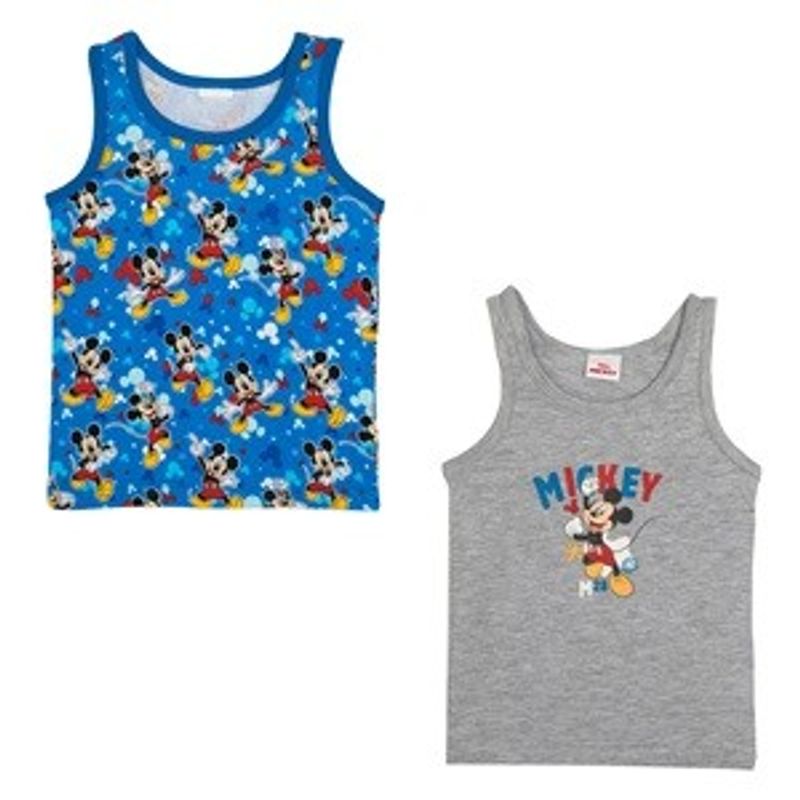 Carti si Birotica - Birotica - Articole ambalare - Set 2 Maiouri Copii cu Model Mickey Mouse, Gri Melanj si Albastru, Fara Maneci - Infinity.ro