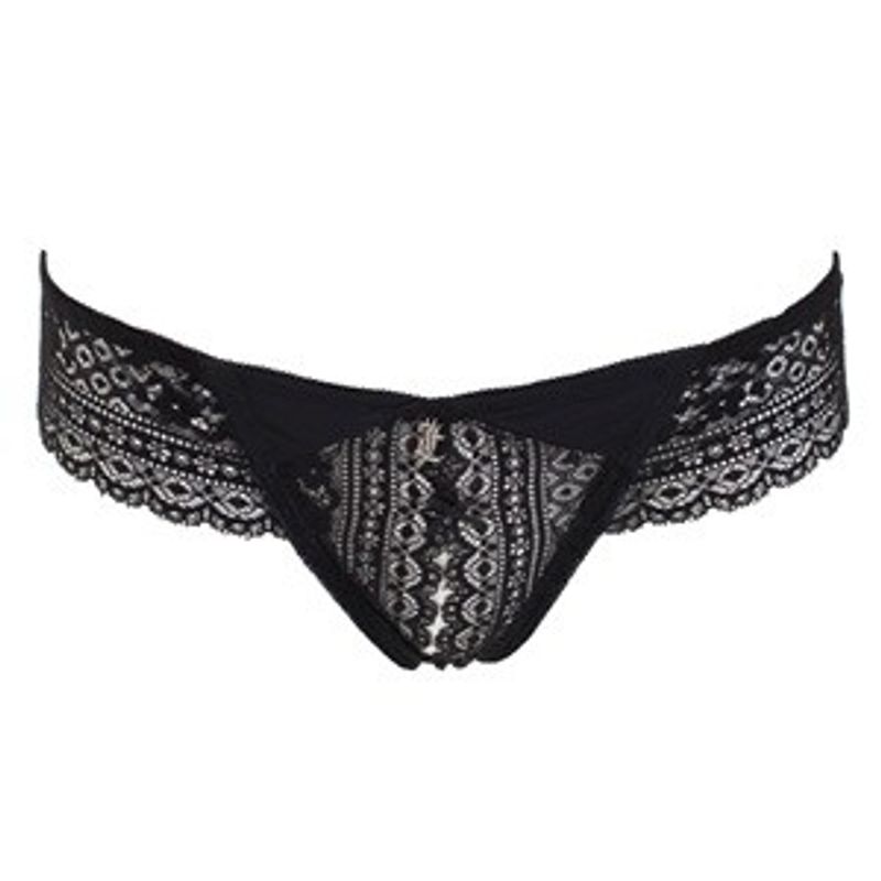 Fashion, accesorii si bijuterii - Femei - Lenjerie si pijamale femei - Lenjerie intima femei - Chiloti String Dama cu Dantela si Strasuri, Negru - Infinity.ro
